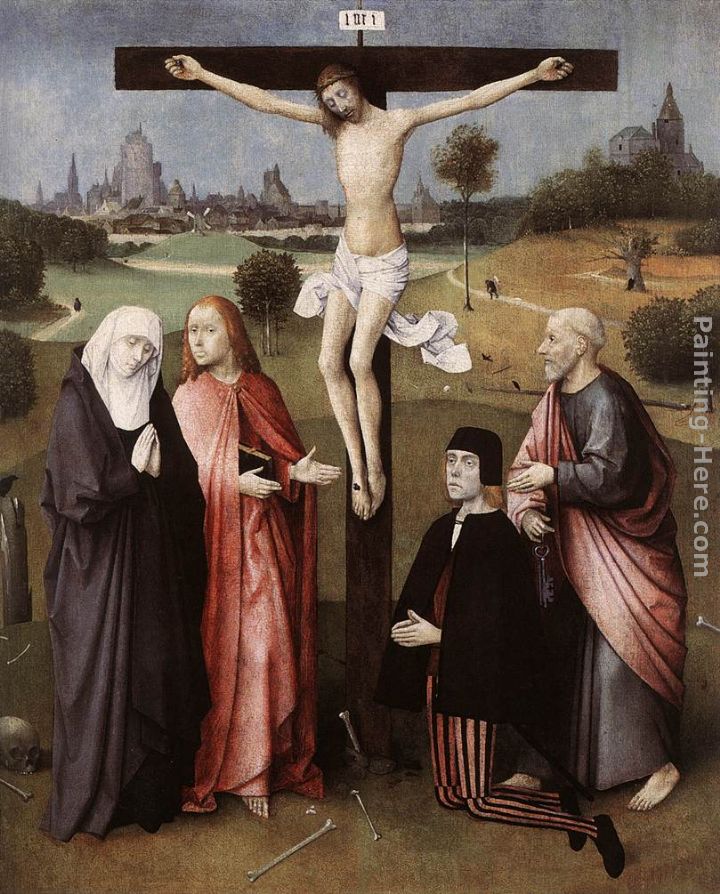 Crucifixion with a Donor painting - Hieronymus Bosch Crucifixion with a Donor art painting